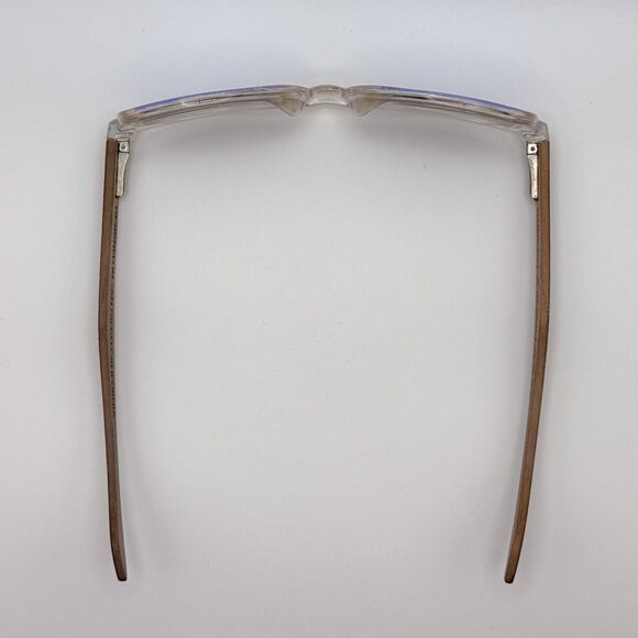 Calacas Eyewear Polarized Sunglasses Blue Lenses Clear & Wood Frame - Picture 10 of 10